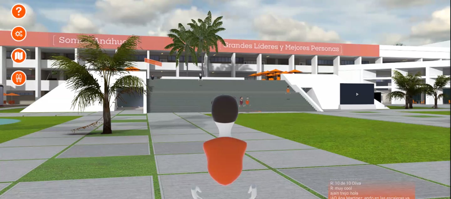 Aspecto de la explana central de la universidad en el recorrido del campus virtual