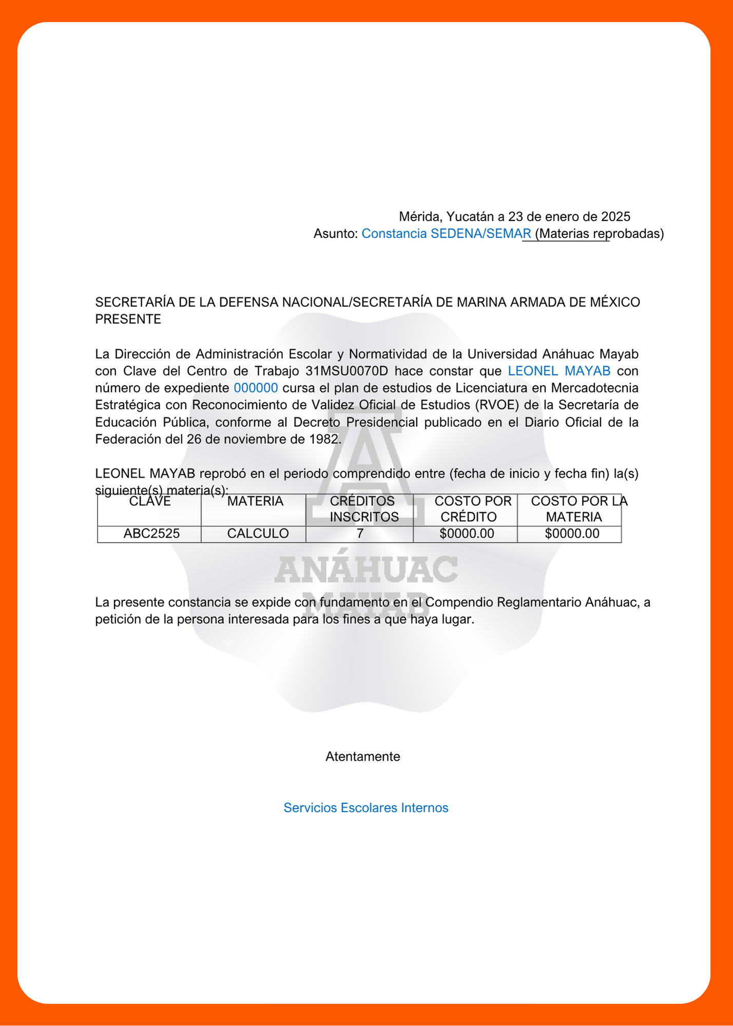 Documento del trámite