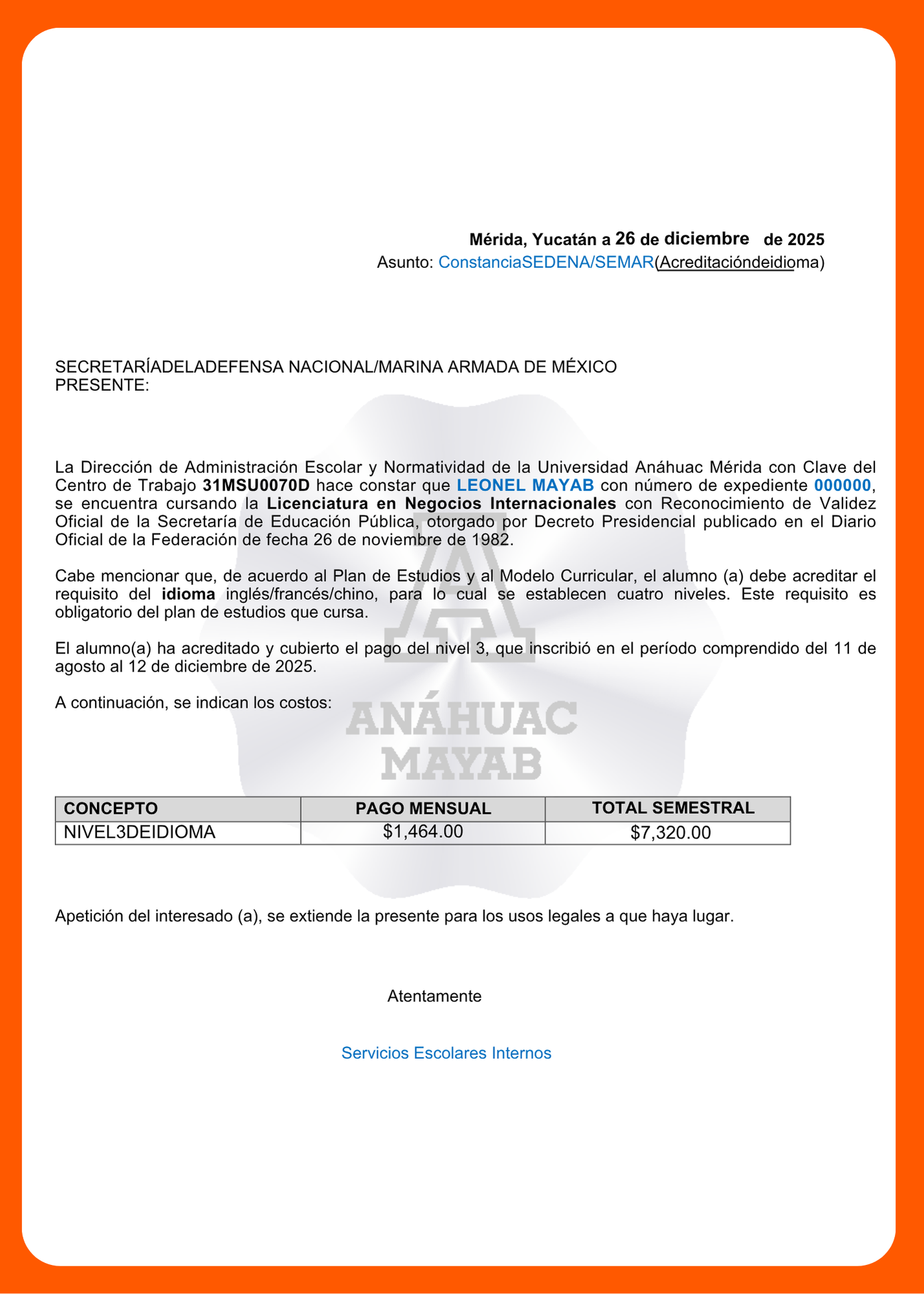 Documento del trámite