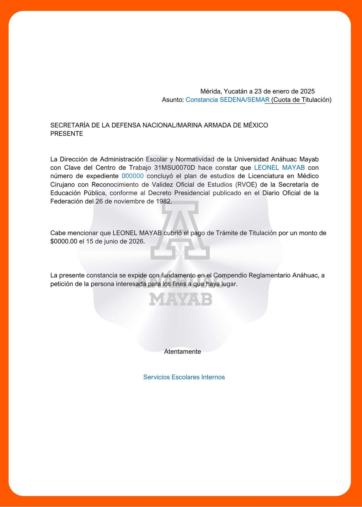 Documento del trámite