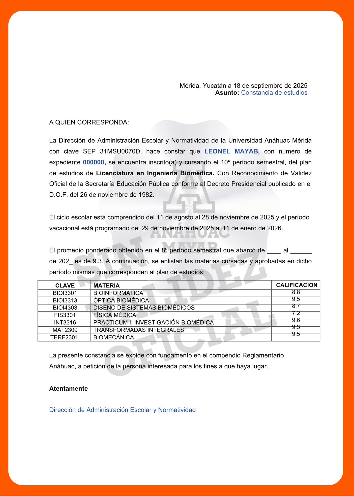 Documento del trámite