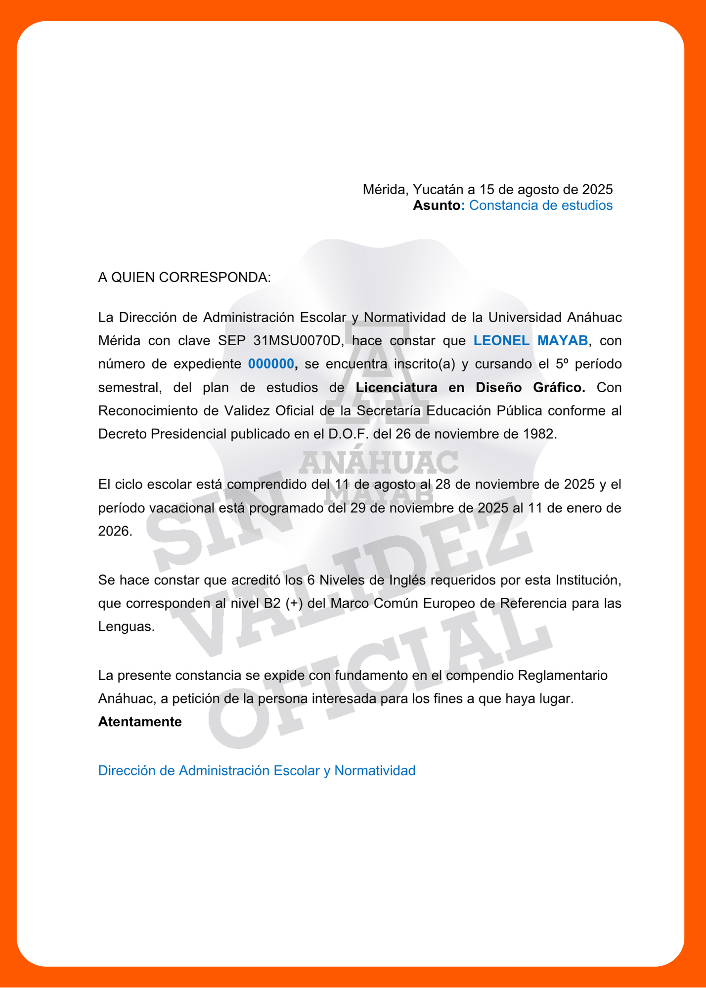 Documento del trámite