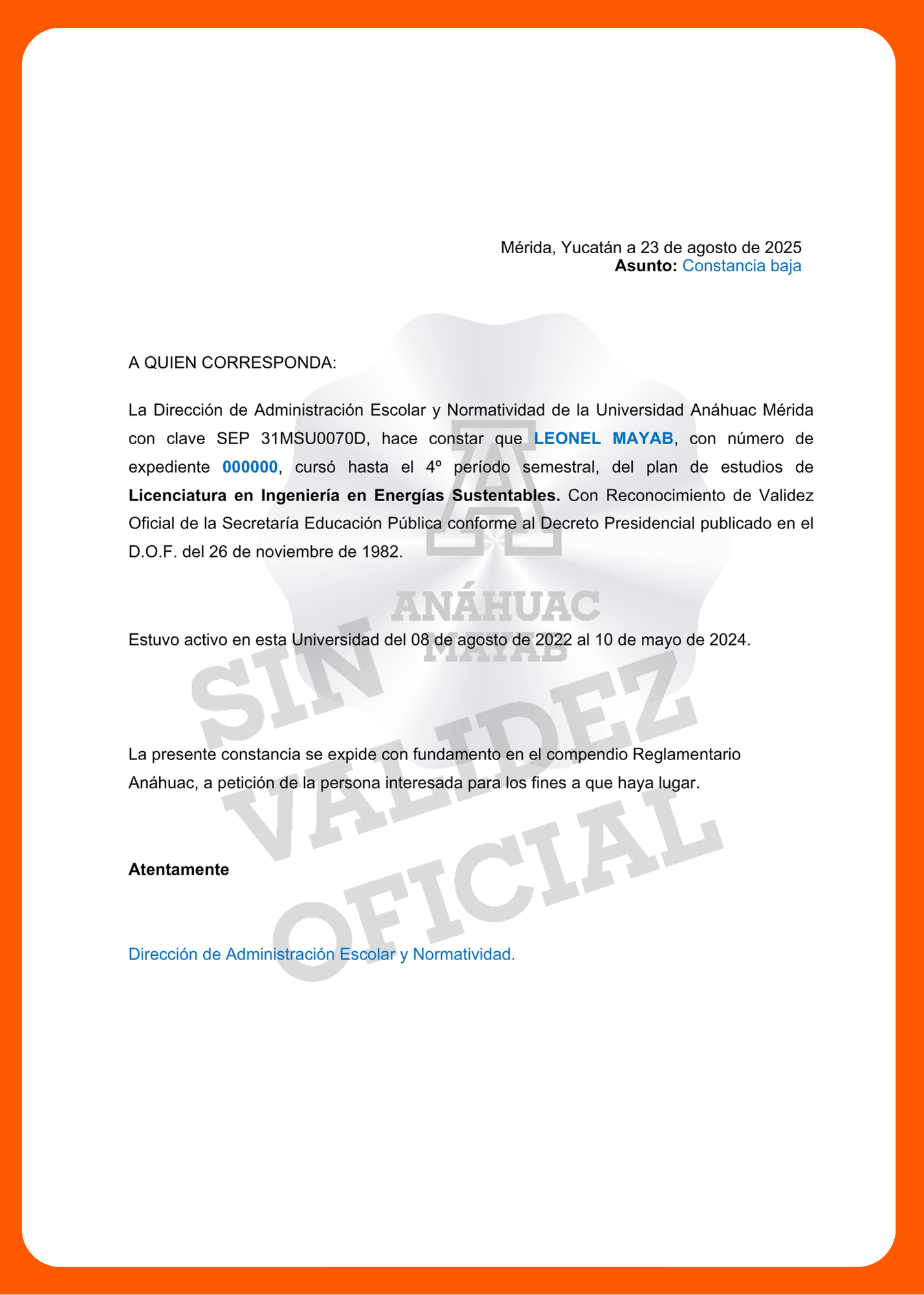 Documento del trámite