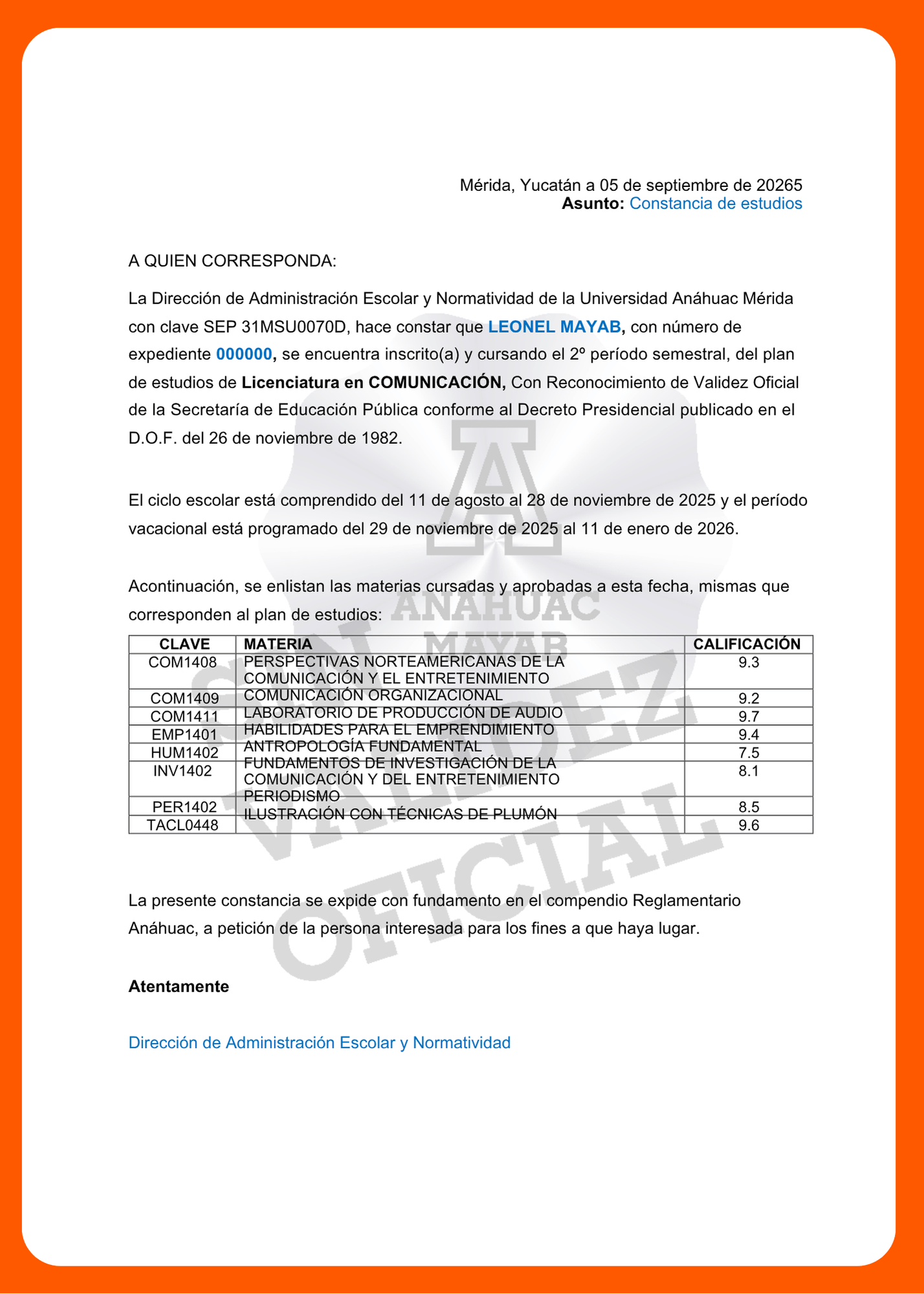 Documento del trámite