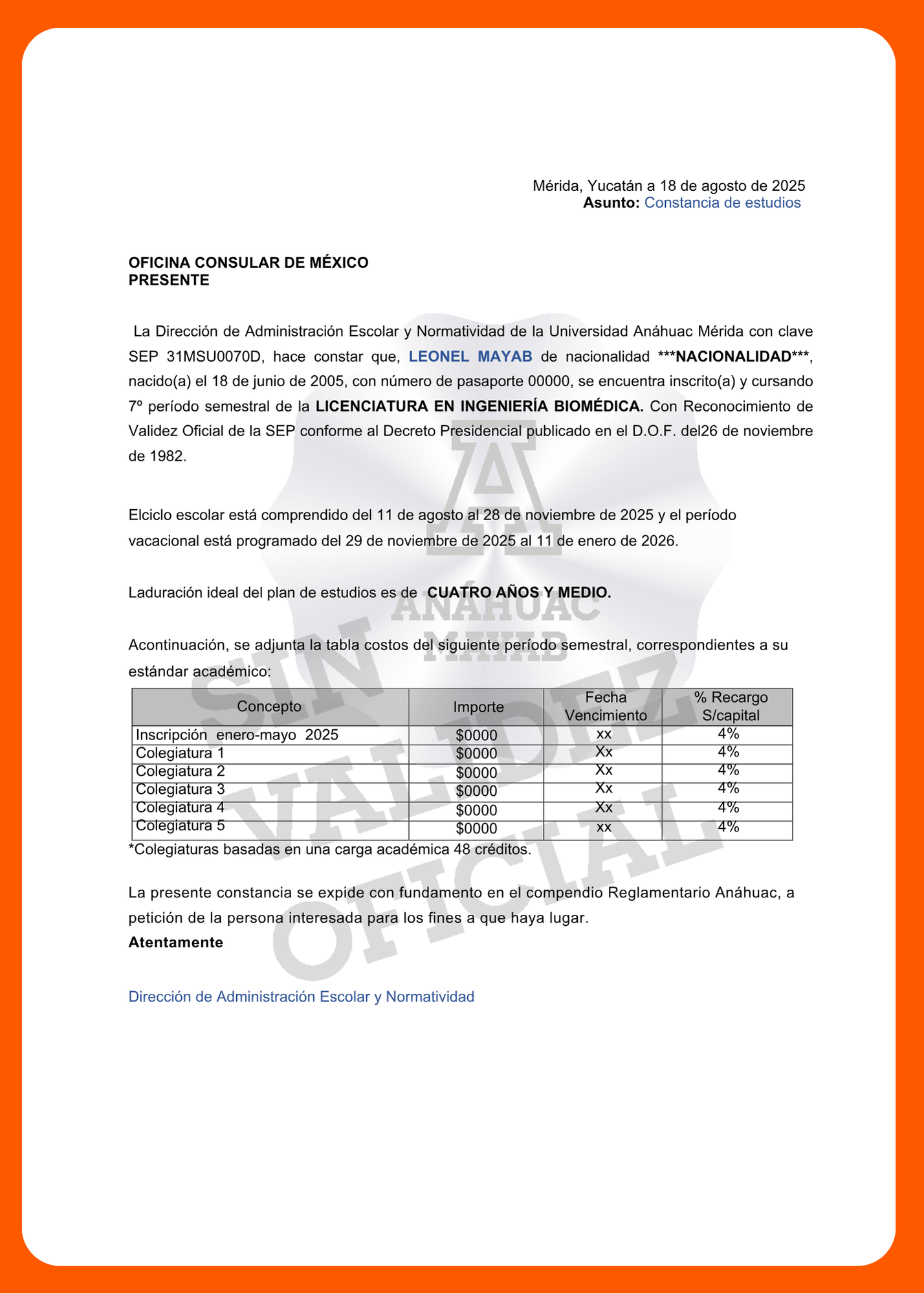 Documento del trámite