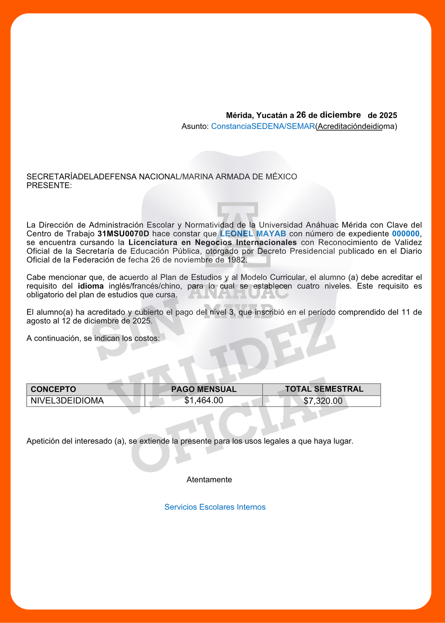 Documento del trámite