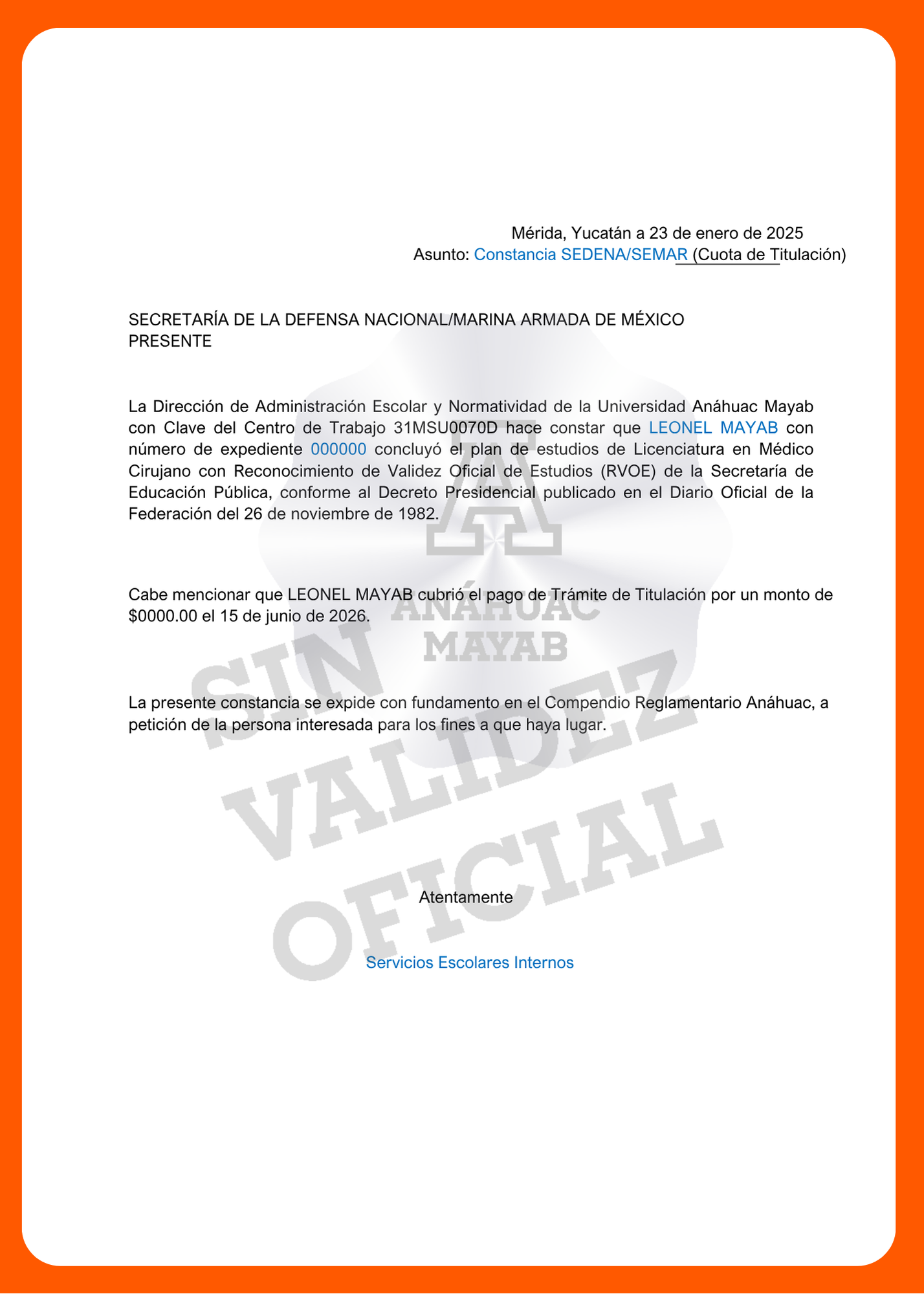 Documento del trámite